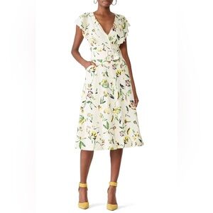 Floral Wrap Midi Dress in Cream